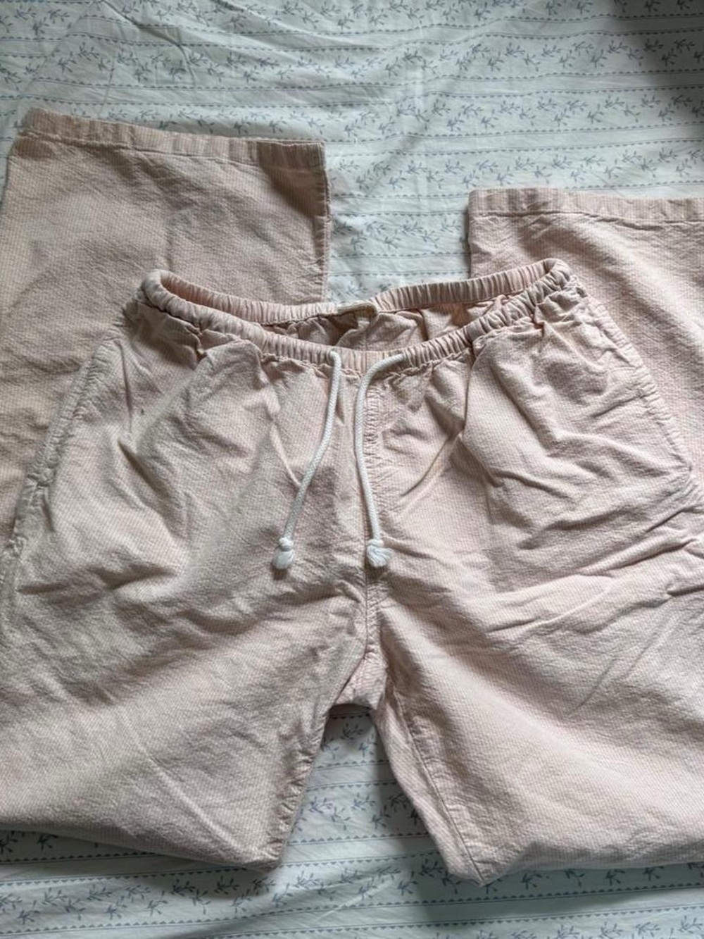 brandy anastasia pink + white striped linen pants